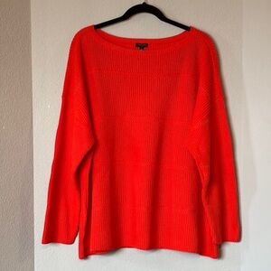 Talbots Boat Neck Shaker Knit Pima Cotton Sweater 2X Red Orange